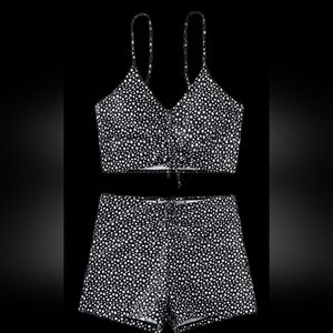 Black and White Polka Dot Two-Piece Swim Set